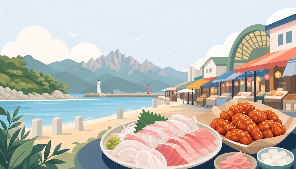 속초 중앙시장 먹거리 탐방 계획 세우기 - 회, 닭강정 등 대표 음식 가이드